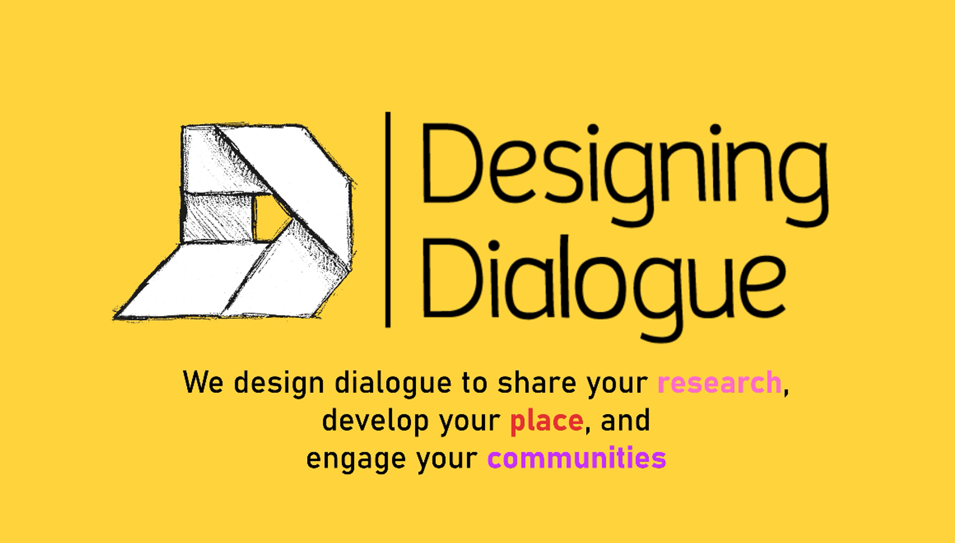 full branding page for designing dialogue with motto